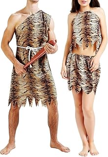 Distant Sound Halloween Caveman Costume for Adult Trendy Leopard Print Jumpsuit with Belt/Top and Skirt Set Jungle Cosplay