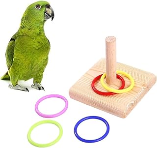 Bird Training Ring Toy, Wooden Ring Tower Bird Trick Tabletop Toys, Bird Educational Toys for Parrot Parakeet Budgie Lovebird Intelligence Training