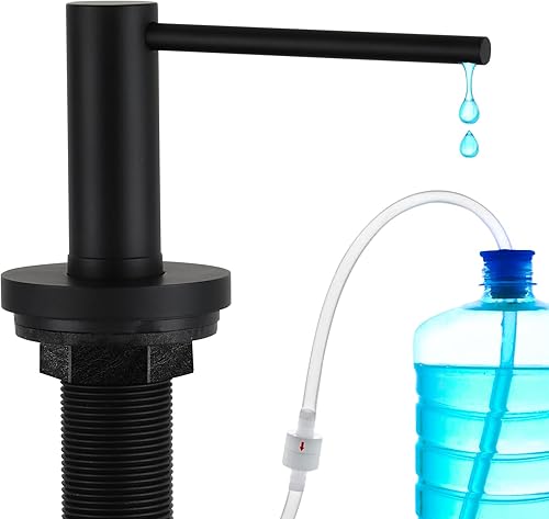 Gappo Dispensador de jabón negro mate mejorado para fregadero de cocina, bomba de encimera de acero inoxidable, dispensador de jabón integrado para
