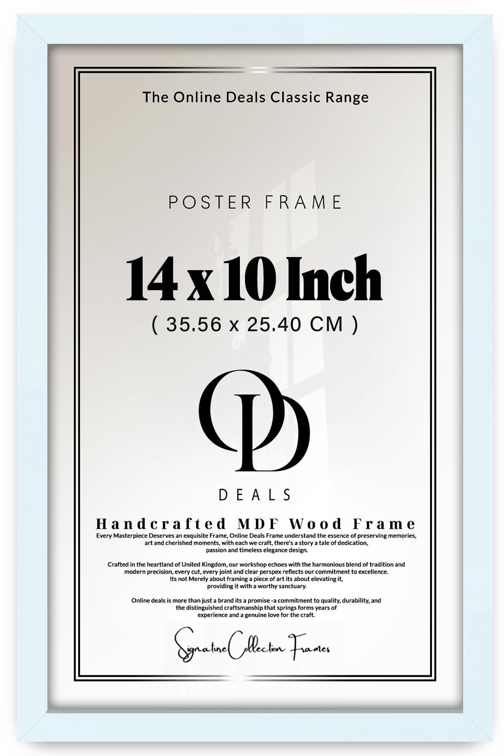 OD Deals 14x10 Inch (355 × 254 mm) White MDF Picture Frame | Smooth Flat Design with Clear Acrylic Cover | Elegant Wall Frame for Art Prints, Photos & Office Décor (White)