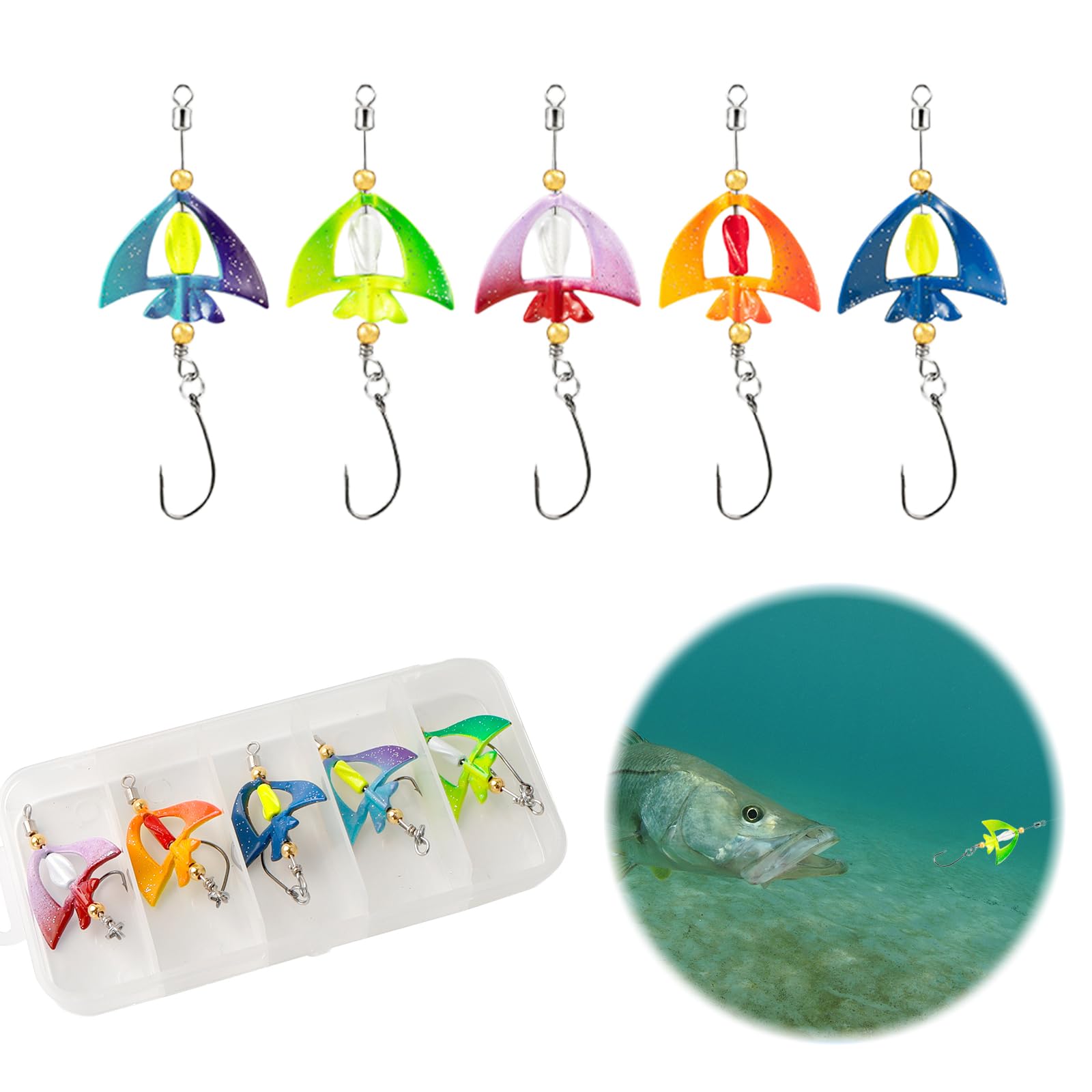 Libra Lures - Esca per trote, doppio spot, con luce UV, autoilluminante, 35 g, 5 cm, twister, trota, spot, set di esche di alta qualità
