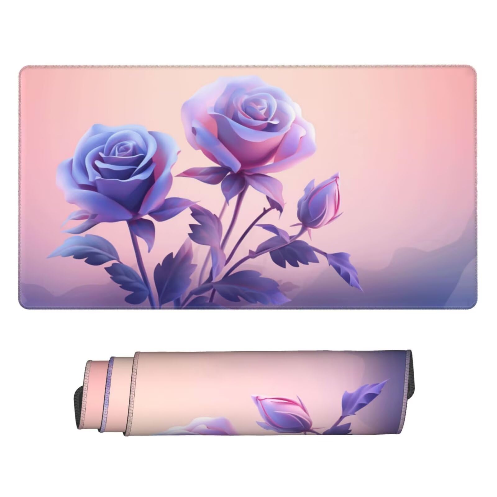 Alfombrilla de Ratón Gaming Grande XXL 1200x500x4mm con Bordes Cosidos, Tela de Micro Tejido, Base de Goma Antideslizante y Mouse Pad, para Teclado Jugadores Escritorio, PC, Oficina Rosa Morada Y6720