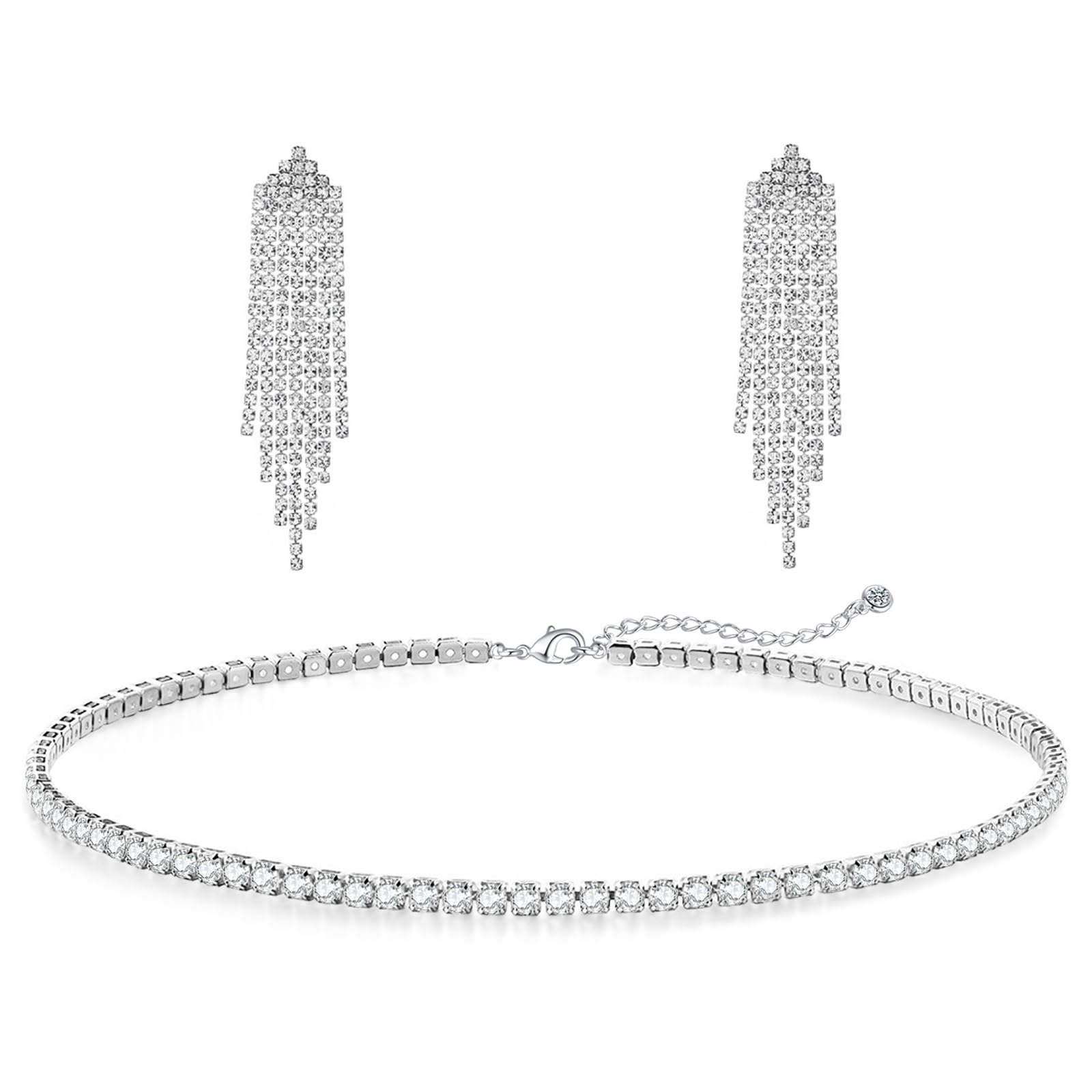 HAXIYATennis Necklace Bracelet for Women, 14K Gold/Sterling Sliver, Dainty Chocker Necklace, Crystal Bracelet for Men/Teen Girls, Wedding Jewelry for Bride, Hypoallergenic