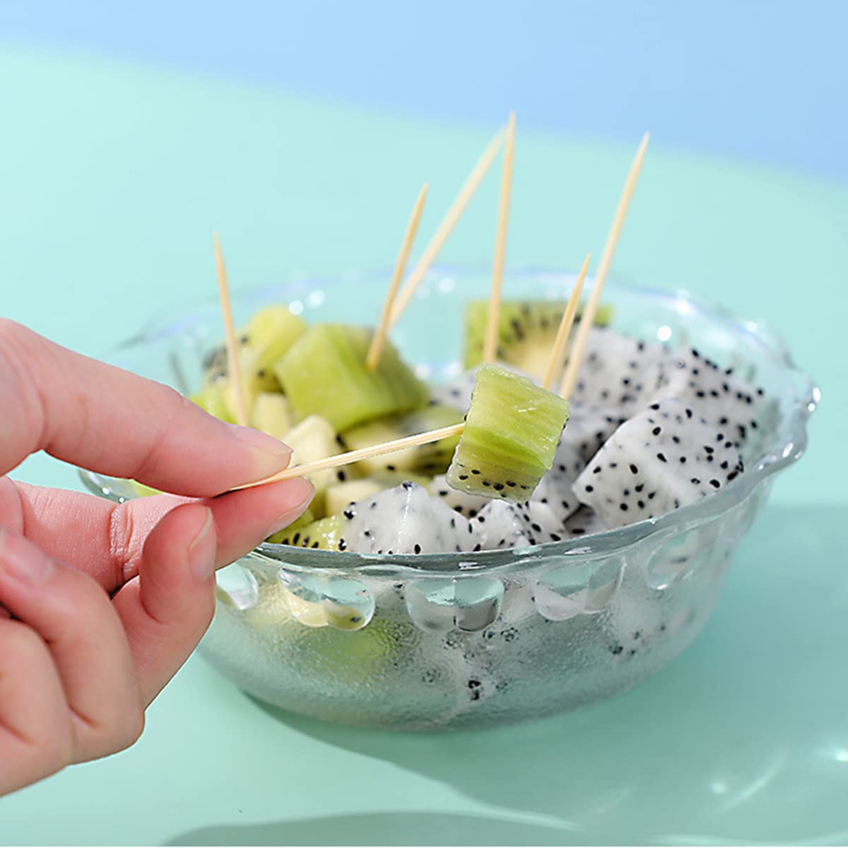 Palillos de dientes redondos de madera de 3000 unidades, con acabado liso y resistente, palillos de bambú para aperitivos