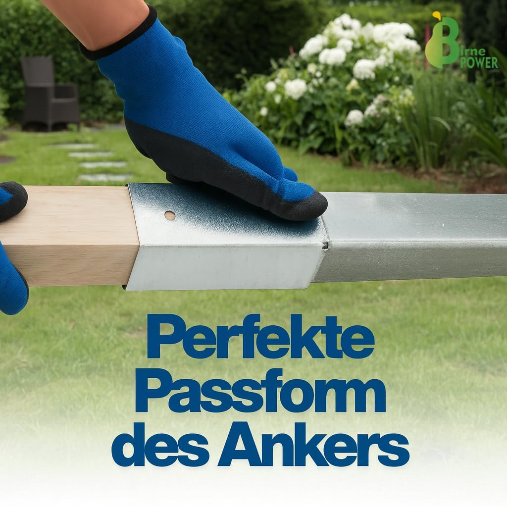 BirnePower Pfostenträger 6er Set 121x121 mm Einschlagbodenhülsen Pfostenanker Square Erdanker Erdspieß Bodenanker Einschlaghülse aus Stahl zum Einschlagen für Holzpfosten Feuerverzinkt Länge 900 mm