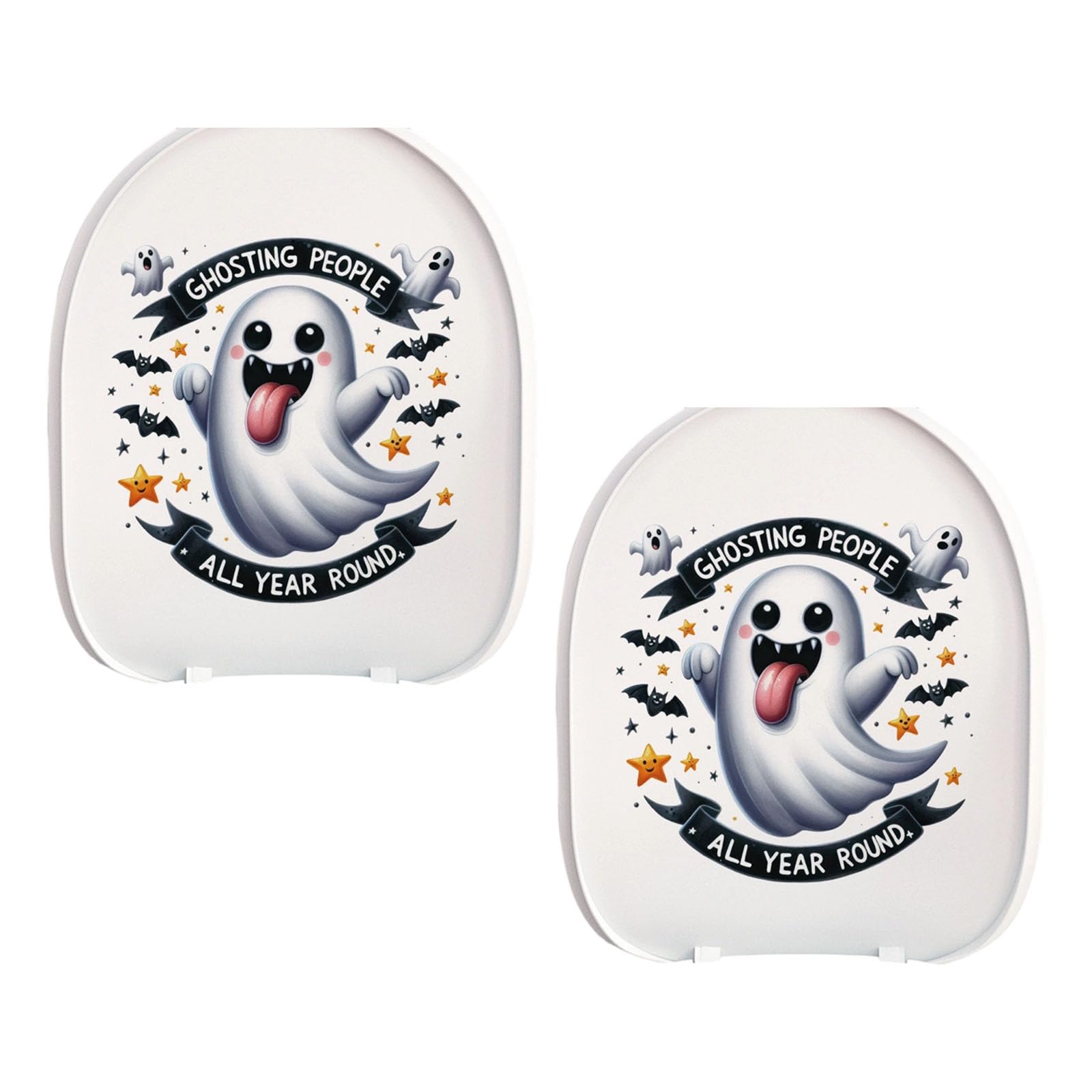 Elnwnnkc Halloween Toilet Seat Cover Stickers Scary Pumpkin Ghosty Lid Sticker Halloweens Theme Party Home Decorations Seat Decals