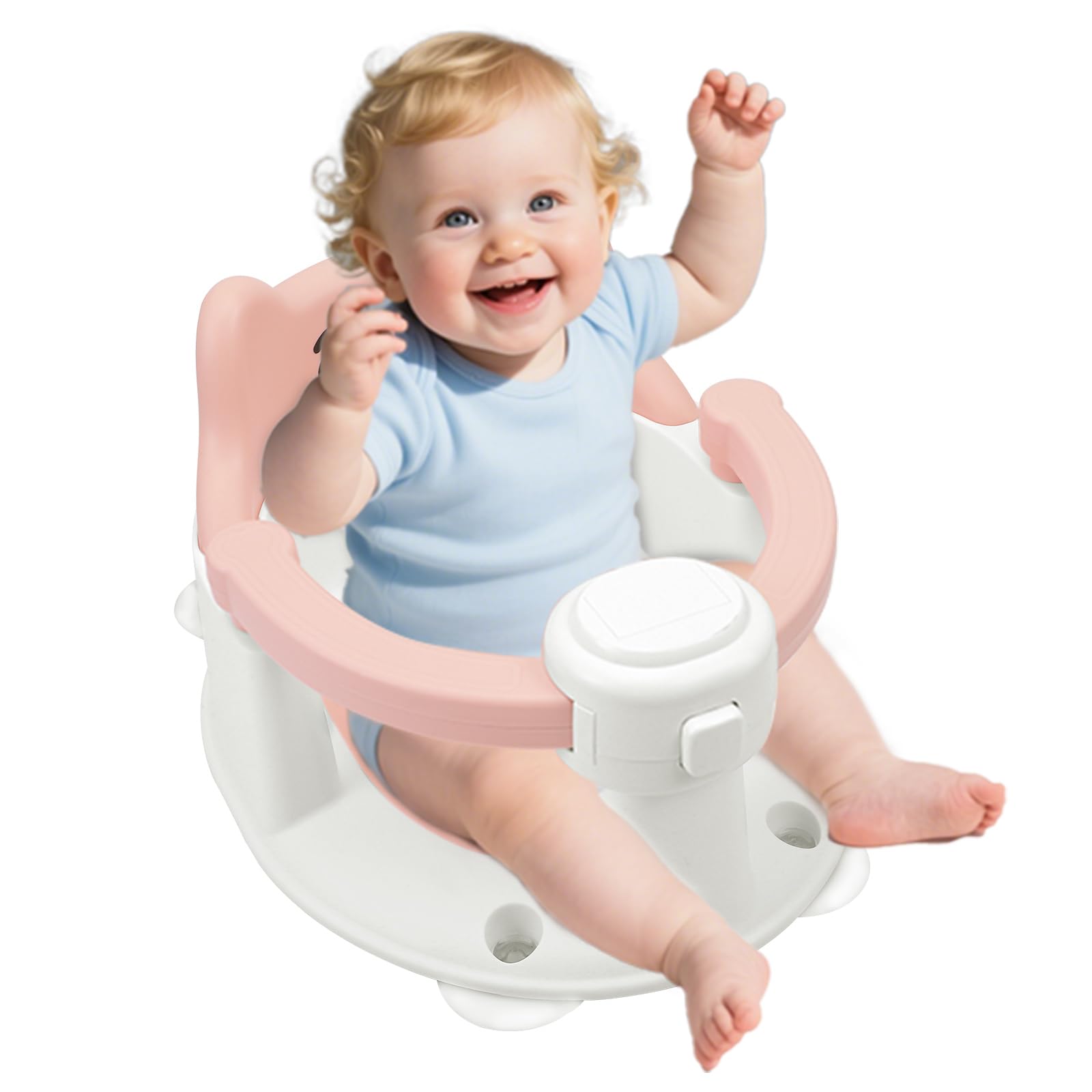 Seggiolino da Bagno Antiscivolo, Seggiolino Doccia Bimbo per Bambini dai 6 Mesi con 4 Ventose, Sedia Doccia Bambini, Regalo per il Bagnetto di Neonati e Neonati (Rosa)