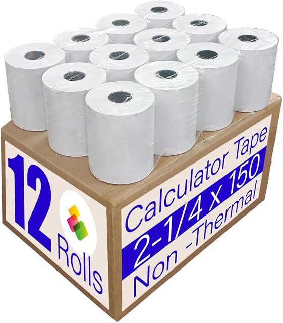 (12 Roulements) 2 1/4 en x 150 ft Ajout de rouleaux de papier à ruban, pour HR-10RC, HR-170RC, HR-200RC, EL-1197PIII, EL-1801V, P23-DHV-3, CP-90A, MP11DX-2, 1280-2,3000Labels Direct