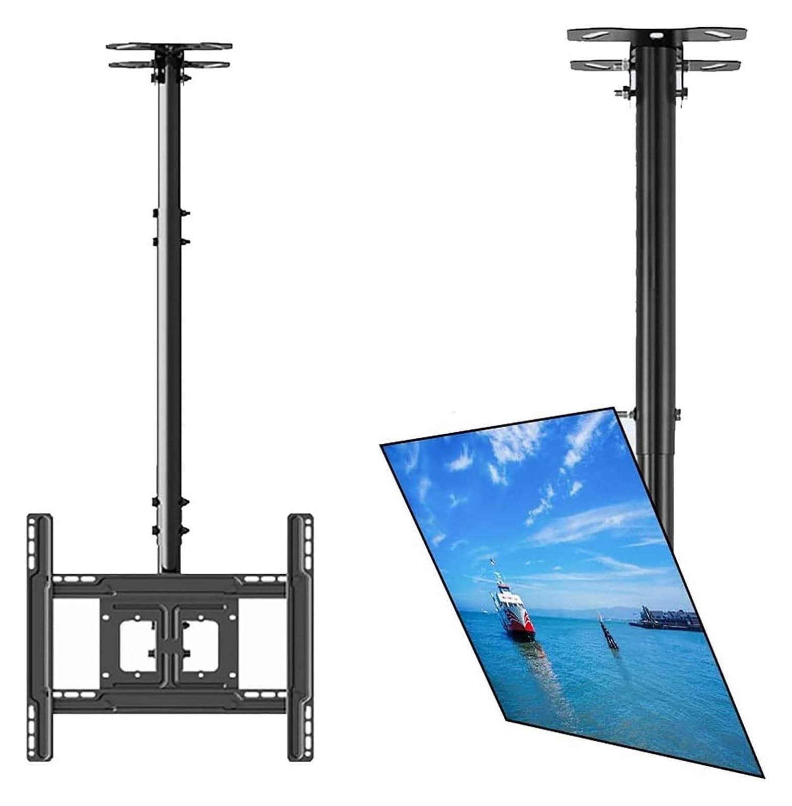 Support TV plafond inclinable pour supprimer les reflets et ajuster la hauteur de l'écran