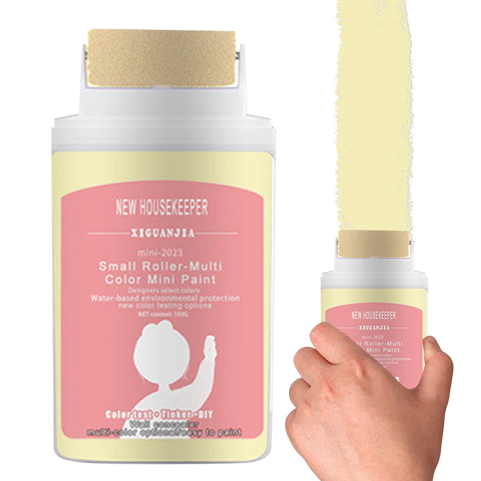 Dubbulon Yellow Wall Paint Brush Roll, Wall Small Roller Brush Paint, Small Rolling Brush Wall Latex Paint, Portable Damage Wall Repair Tool With Small Roller, Wall Repair Cream Rolling Brush Easy To Apply