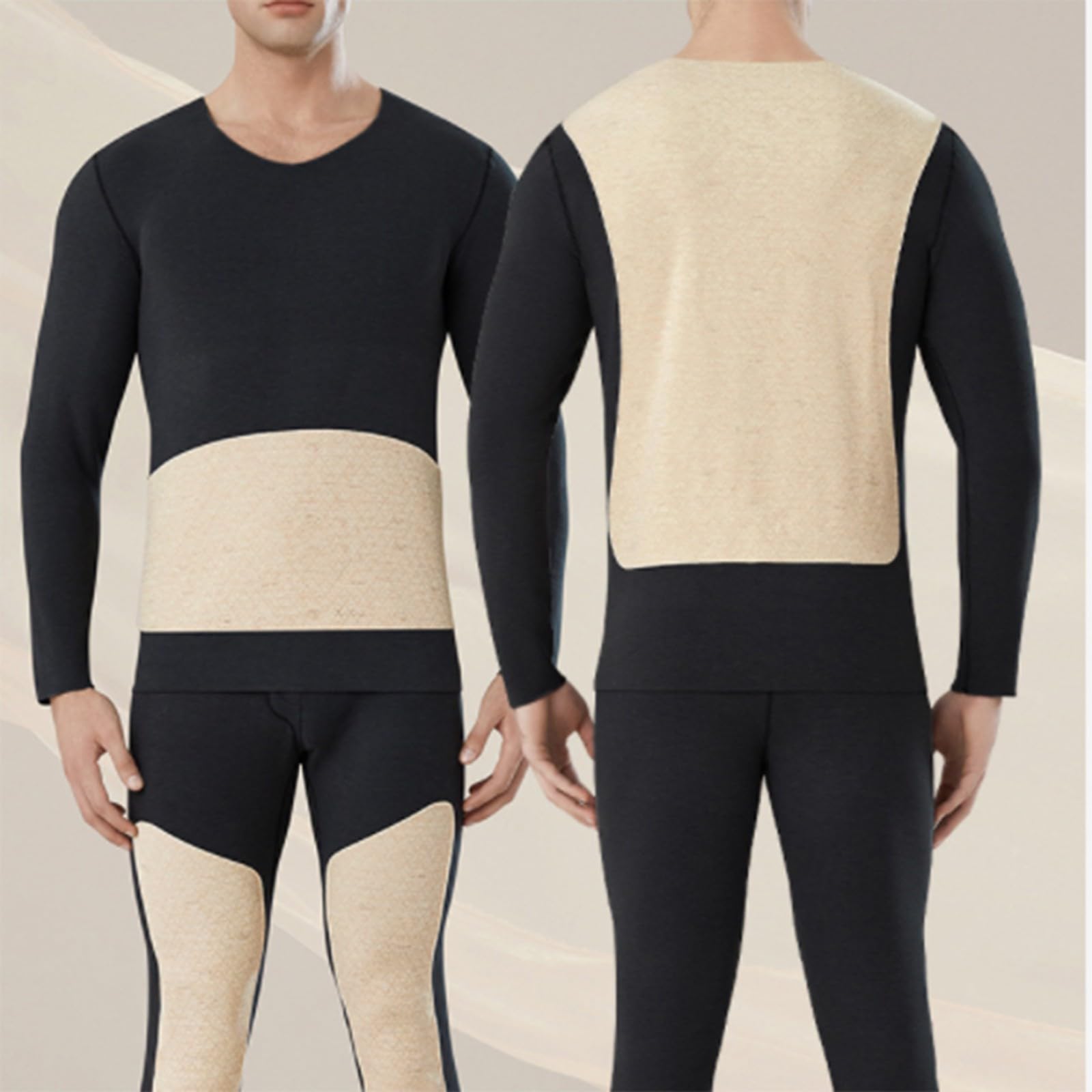 Generisch Ensemble de sous-vêtements thermiques pour homme - Respirant - Chaud et doux - Sous-vêtements de ski pour homme - Avec intérieur en polaire - Couleur unie - Sous-vêtements thermiques longs