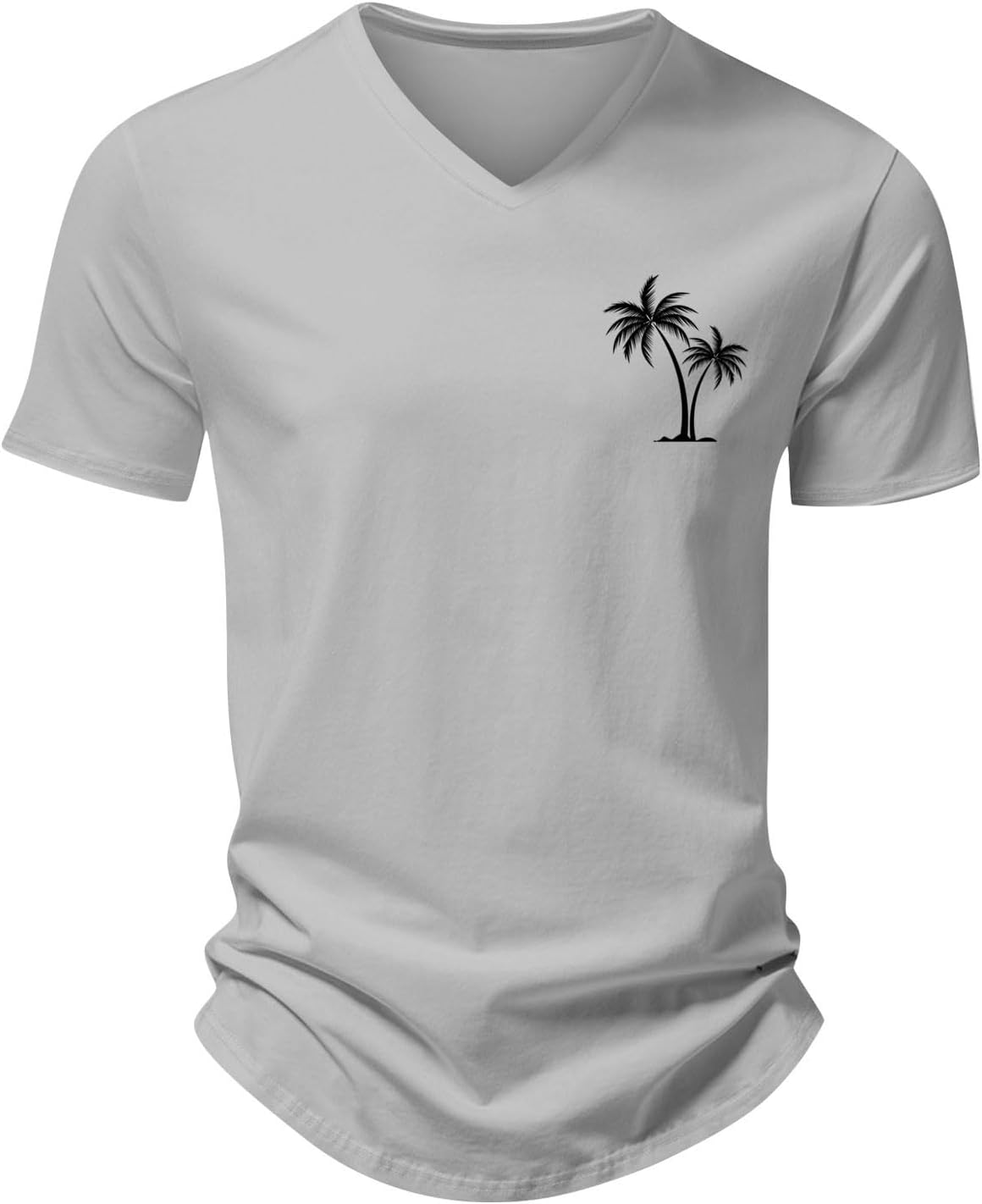 Ymosrh Men's Summer Beach Tee Shirts Short Sleeve Palm Tree T-Shirts Casual V Neck Tee Top Undershirts, S-3XL