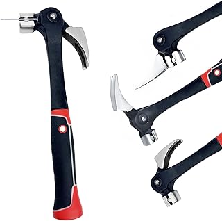 Forged Steel Claw Hammer with Magnetic Nail Starter & Shock-Absorbing Grip - Heavy Duty Framing, Carpentry, and DIY Tool