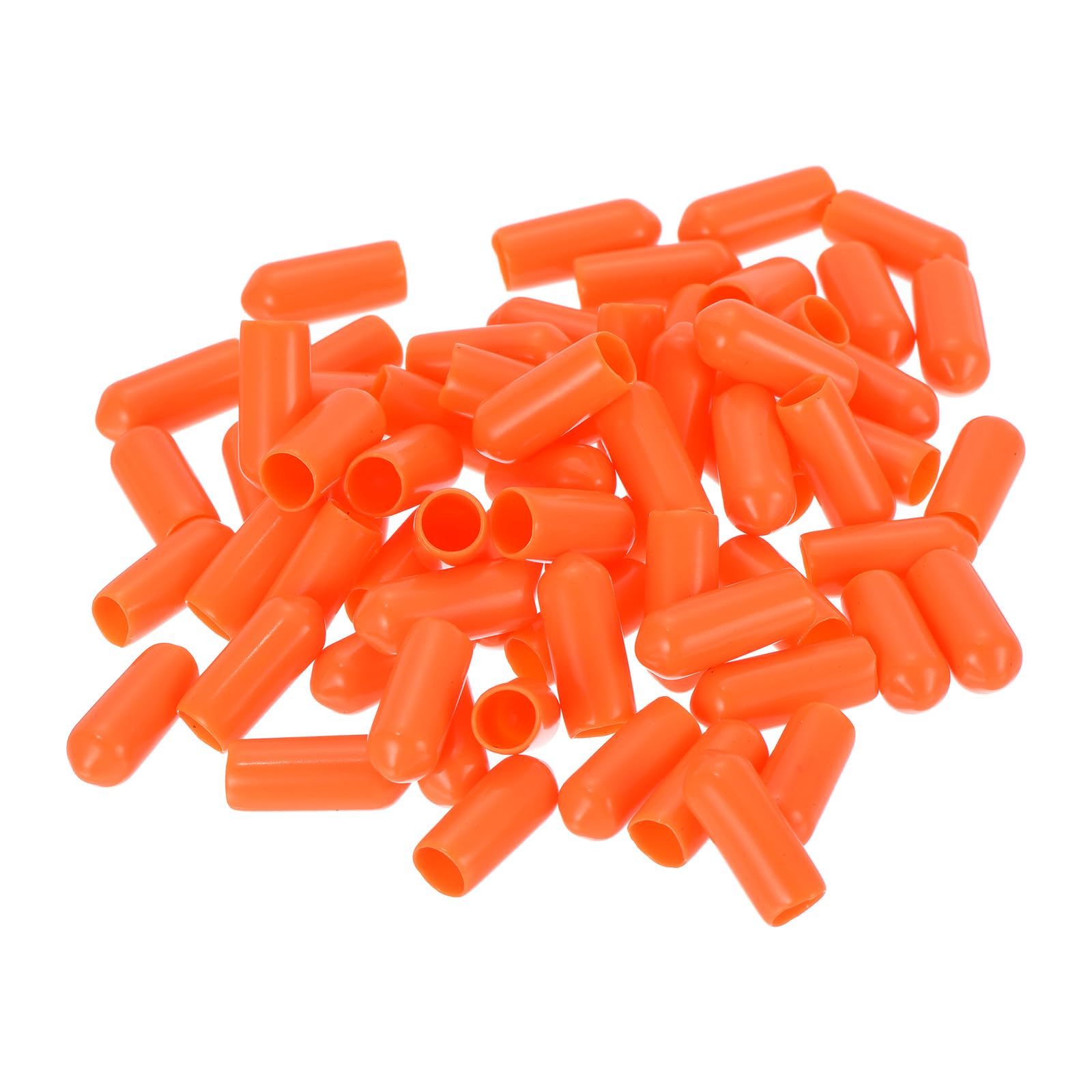 uxcell 100pcs Rubber End Caps 6mm ID Vinyl Round Tube Bolt Cap Cover Screw Thread Protectors Orange