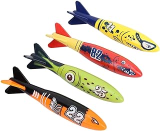 4 peças torpedo foguete, brinquedo torpedo foguete, tamanho portátil para crianças nadar aprendendo natação jogo de mergulho água torpedo foguete brinquedo de verão