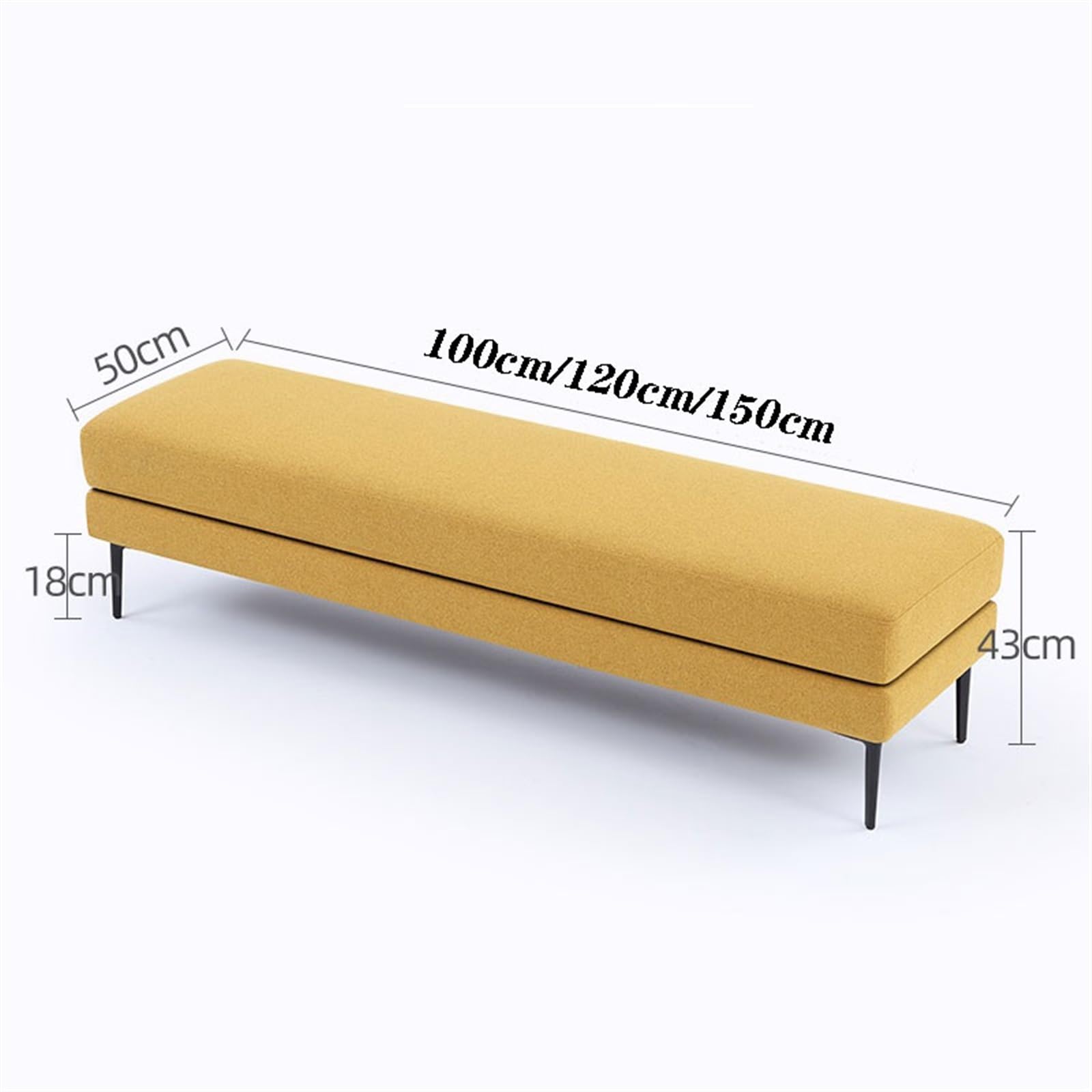 Panchina letto moderna in tessuto blu per soggiorno e camera da letto, design semplice, 100 x 50 x 43 cm, perfetta per sedersi e rilassarsi, elegante complemento d'arredo per la casa