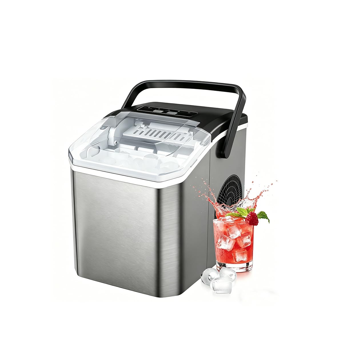 Machine à Glaçons en Acier Inoxydable 12 kg/Jour,Glaçons De 2 Tailles