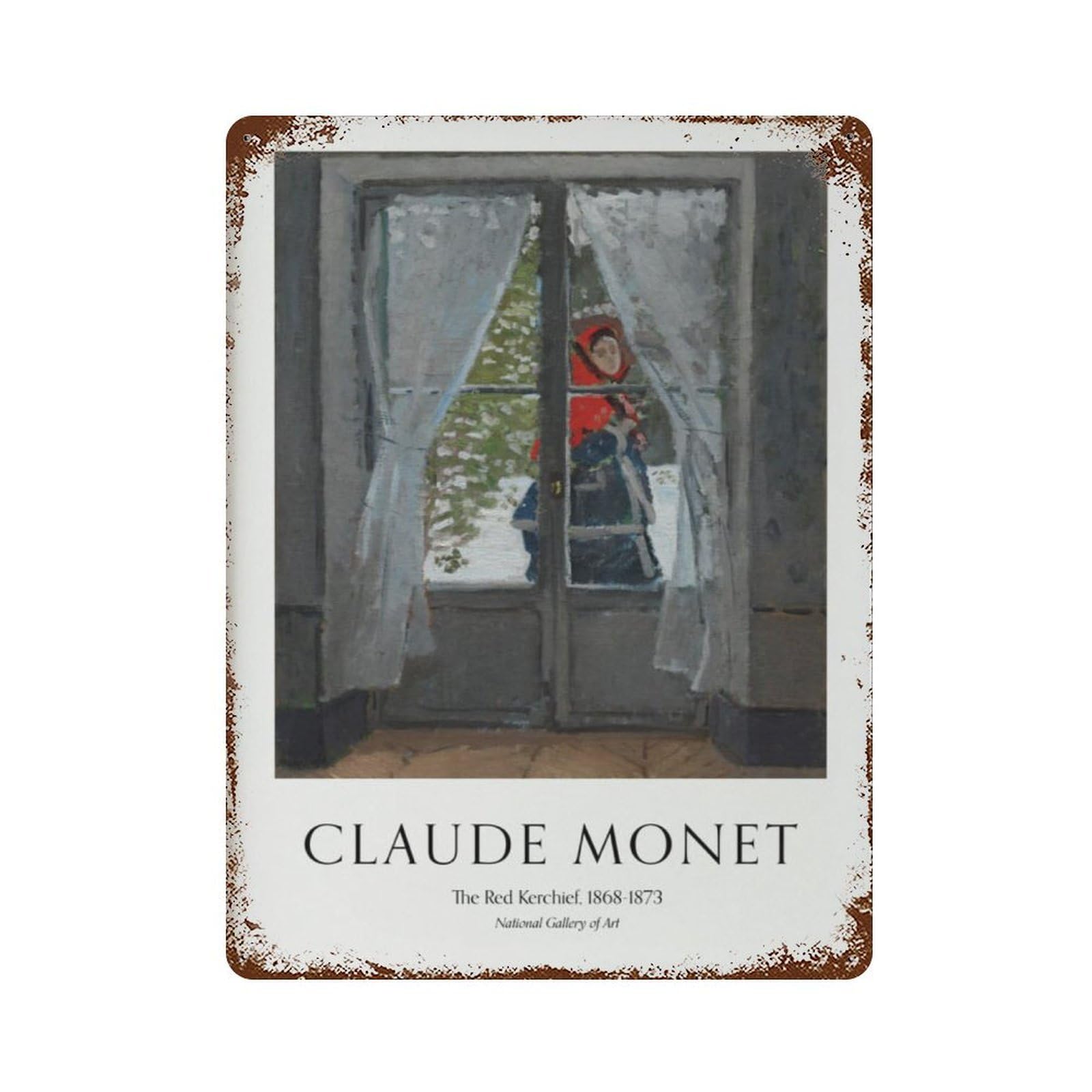 xiaoxiaoshen Claude Monet 'the Red Kerchief' Exhibition Mid-century Modern Wall Decor Art Metal Tin Poster Modern Home Decor Art Home Bar Shop Decorations Vintage Sign 40x30cm