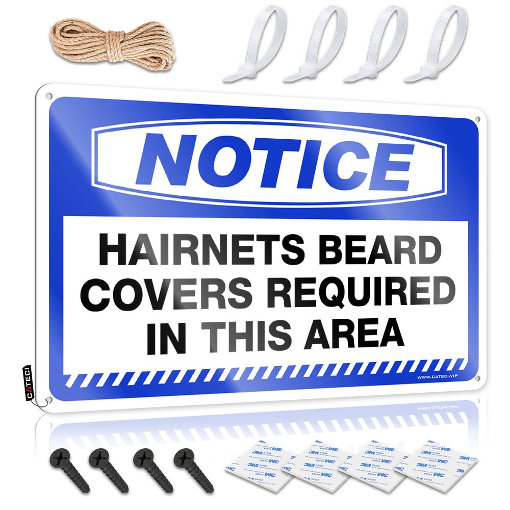 Plaque Cozy Decaor Graduation Gift Notice Hairnets Beard Covers Required In This Area - Vintage Wall Decor For Thankful(20X30CM)