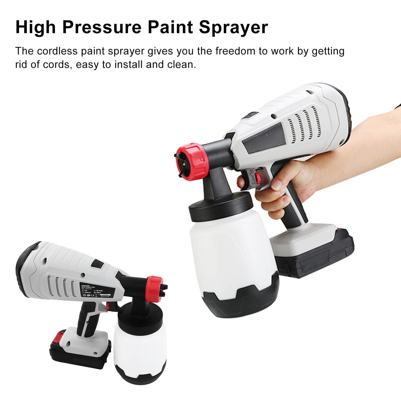 Pistola de pintura eléctrica de alta presión, 800 W, para paredes interiores, 1000 ml