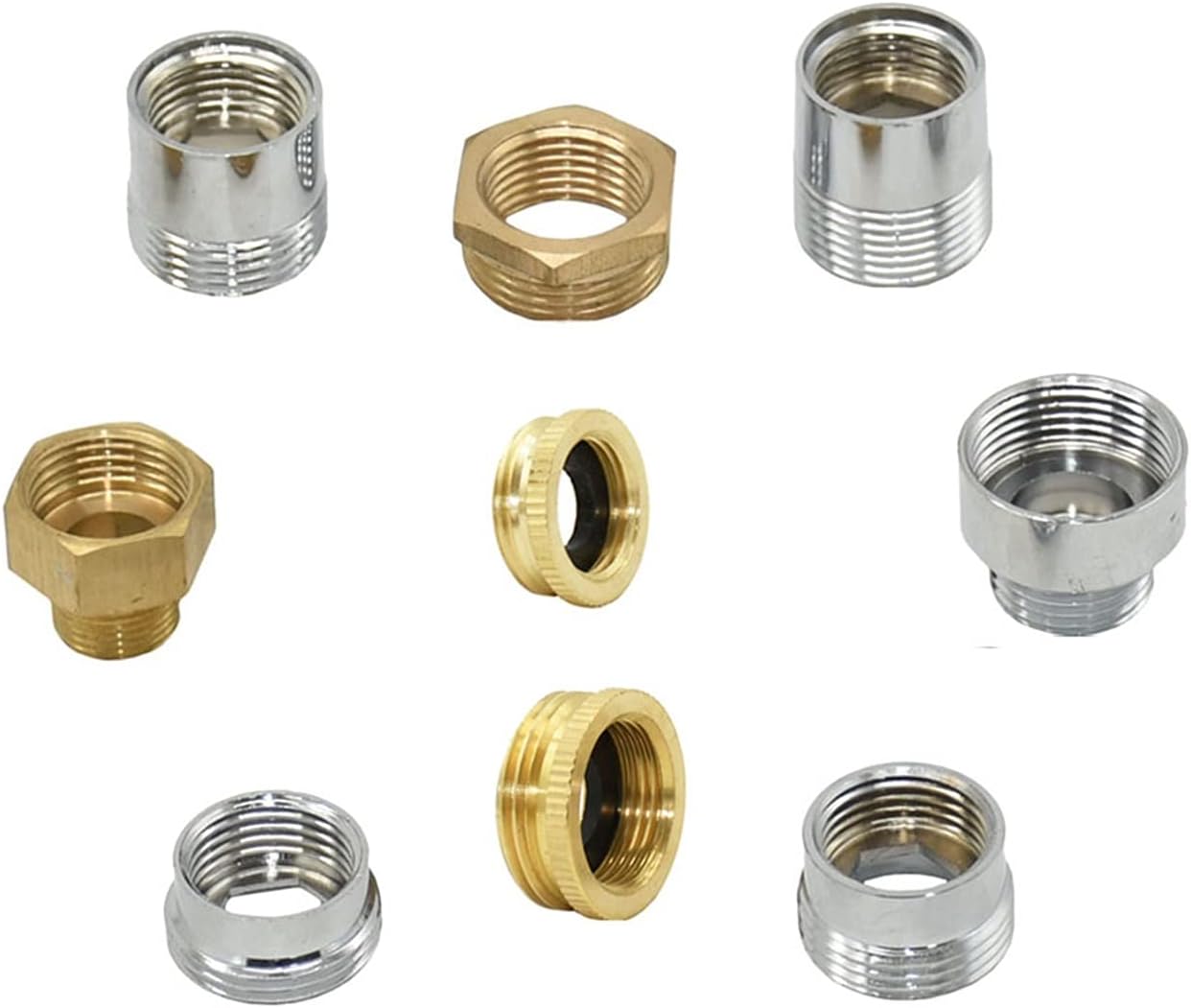 Utility Connector Adapter Hose Connector Adapter 20Pc 1/2" 3/4" 1" 3/8" Brass Thread Reduction Fitting External Thread Internal Thread Adapter Durable Drip Fittings/Black