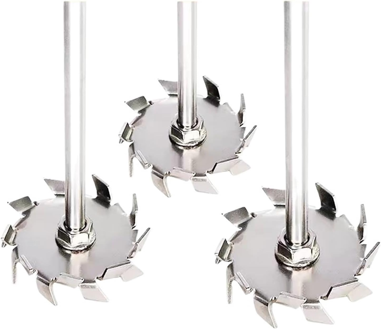 1set Laboratory 304 Stainless Steel Sawtooth Disc Stirrer, Dispersive disc Agitator with Stirring Rod(40mm Disk with Rod)