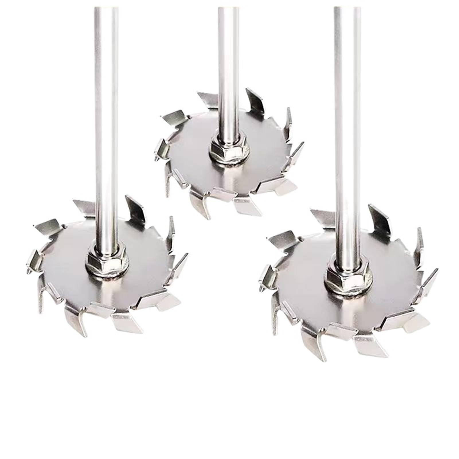 SDGBCXD stirring paddle, 304 Stainless Steel Sawtooth Disc Stirrer Agitator with Stirring Rod, 30-120mm(120mm disk with rod)