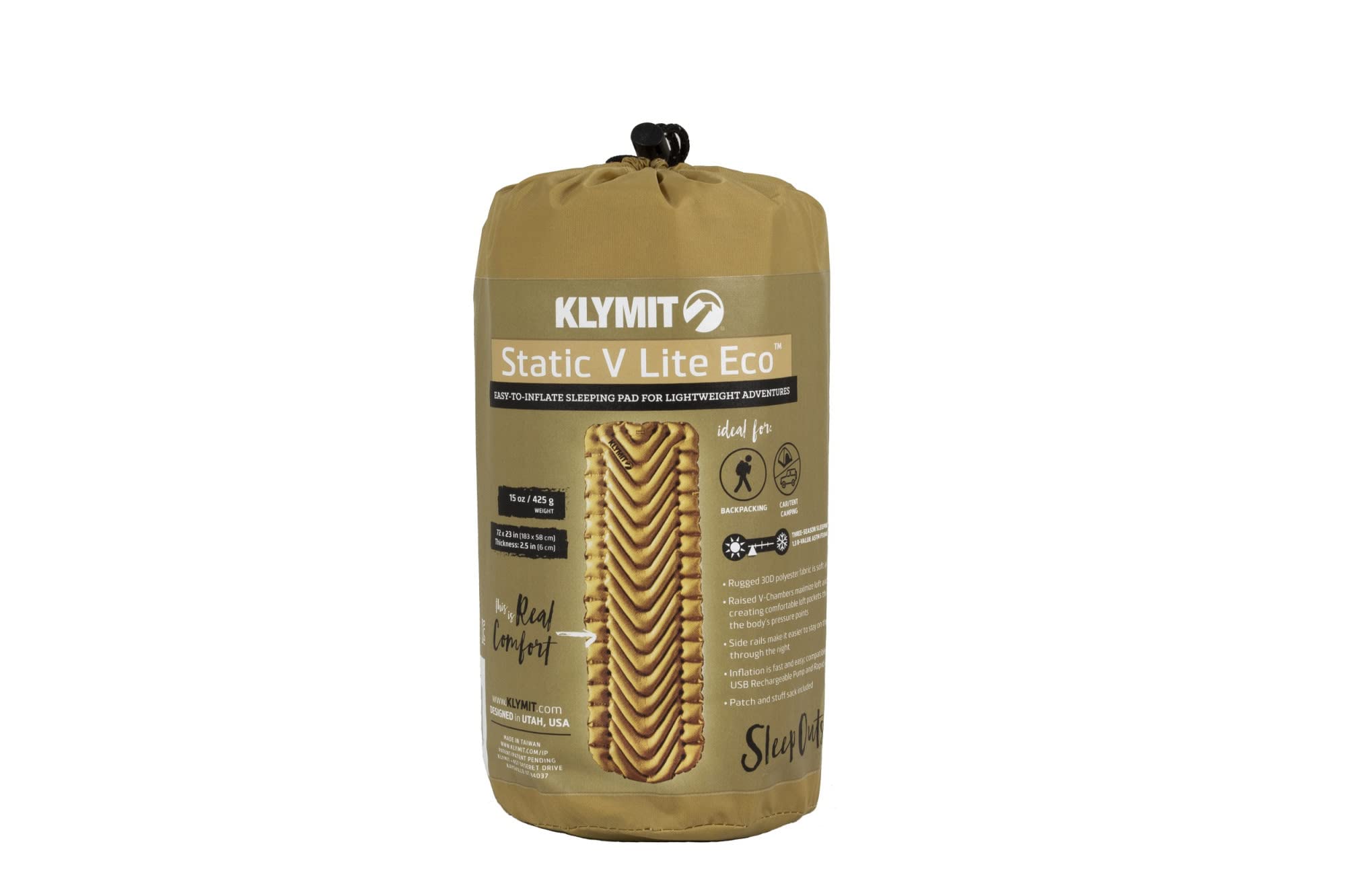 Amazon.com: Klymit Static V Lite ECO 睡墊輕量充氣露營墊