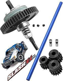 Complete Slipper Clutch & Center Driveshaft Upgrades Part for 1/10 Traxxas Slash 4X4 VXL,ARRCat Steel 6878 Differential Gear and 32P 15T/17T/19T Pinions Gear & Alloy 6855 Centor Driveshaft,Navy Blue