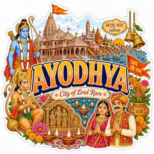 Image of Zesta Wooden Fridge Magnets Set | Refrigerator Decor Magnets for Kitchen | India Souvenir Fridge Magnet Collection | Wooden Magnet for Fridge Door Decoration (Ayodhya)
