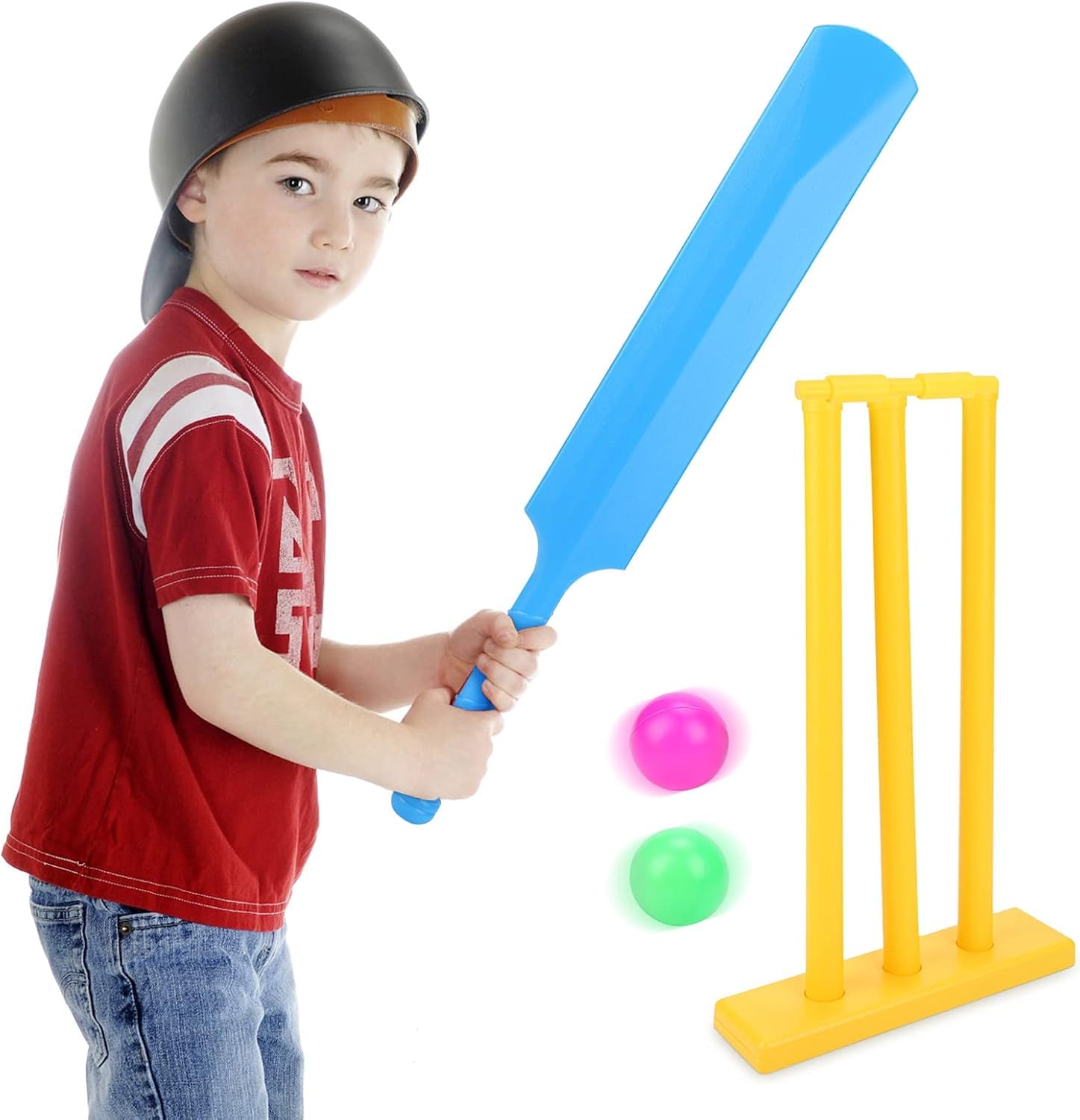 Cricket Kit for Kids Plastic Set for Physical Activity Bat & Ball Set Playing Outdoor and Indoor Baby. Sports Game Toy Best Birthday Gift, Multicolor-image-25