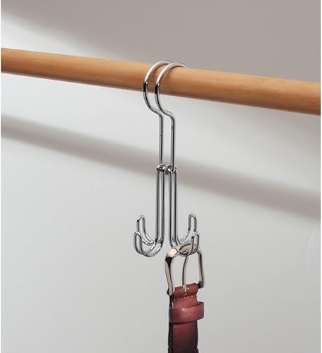 Miniatura 2 de iDesign Classico - Organizador de accesorios de armario para corbatas, cinturones, bolsos, joyería de moda, 4 ganchos, cromo