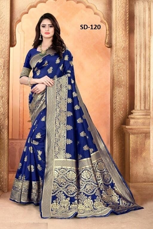 Image of Women's Kanjivaram Ptinted Soft Silk Banarasi Saree With Unstitched Matching Bloue Piece | Saree for Women