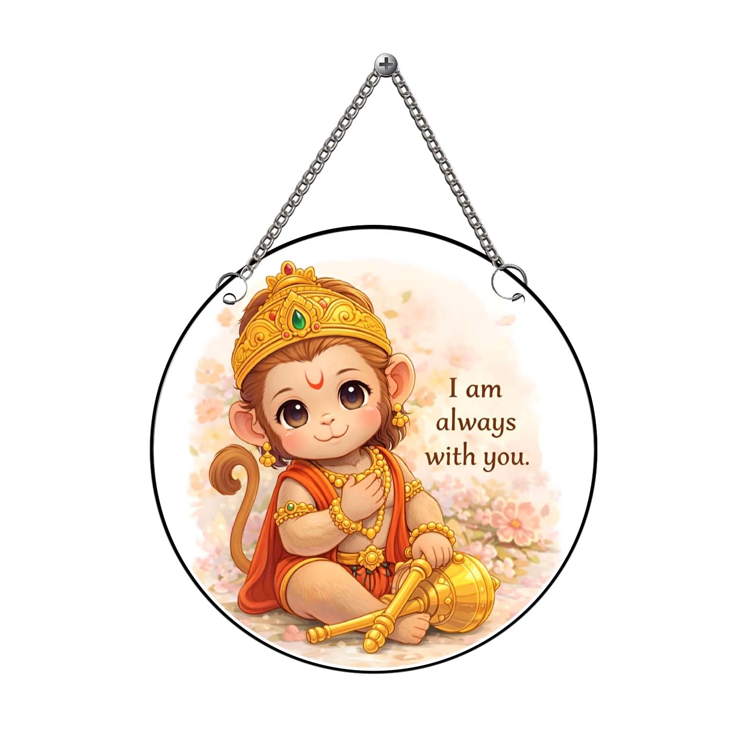 GIFTMEBAZAR Cute Bajrangbali Hanuman Ji Wall Hanging Decoration | Inspirational 'I Am Always with You', Religious Theme Home Decor | Motivational Religious Wall Art for Pooja Room and Nursery-image-39