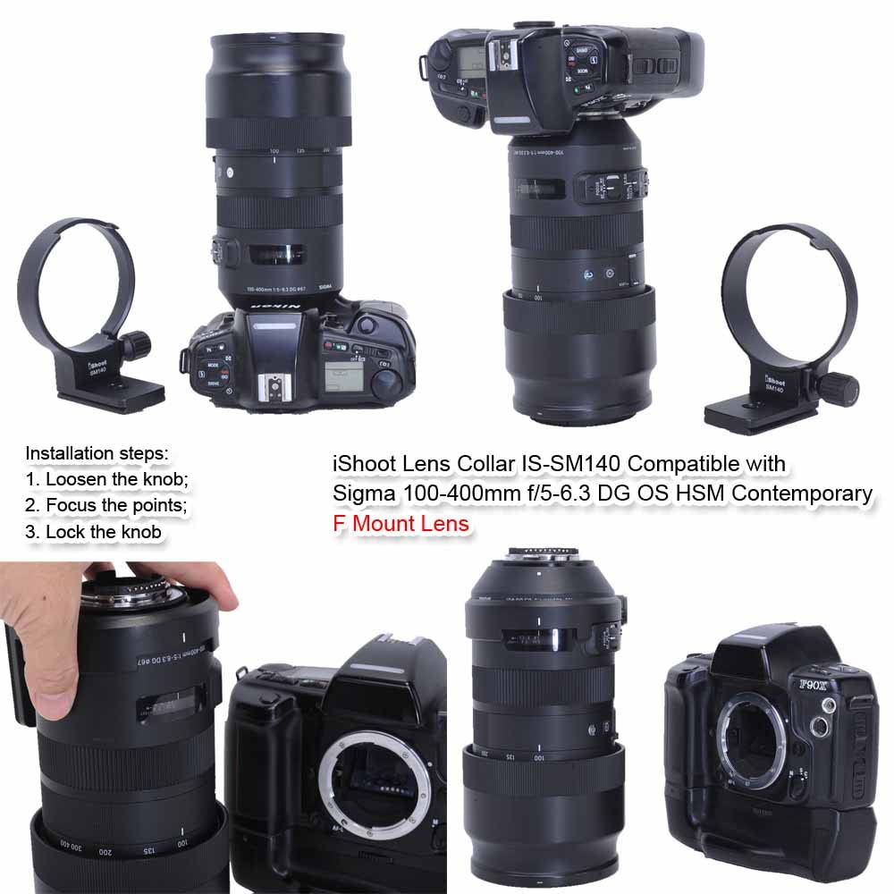 Bague Trépied Pour Objectif Sigma 100-400mm F/5-6.3 DG DN OS - Monture Arca, Trous 1/4" Et 3/8" Inclus