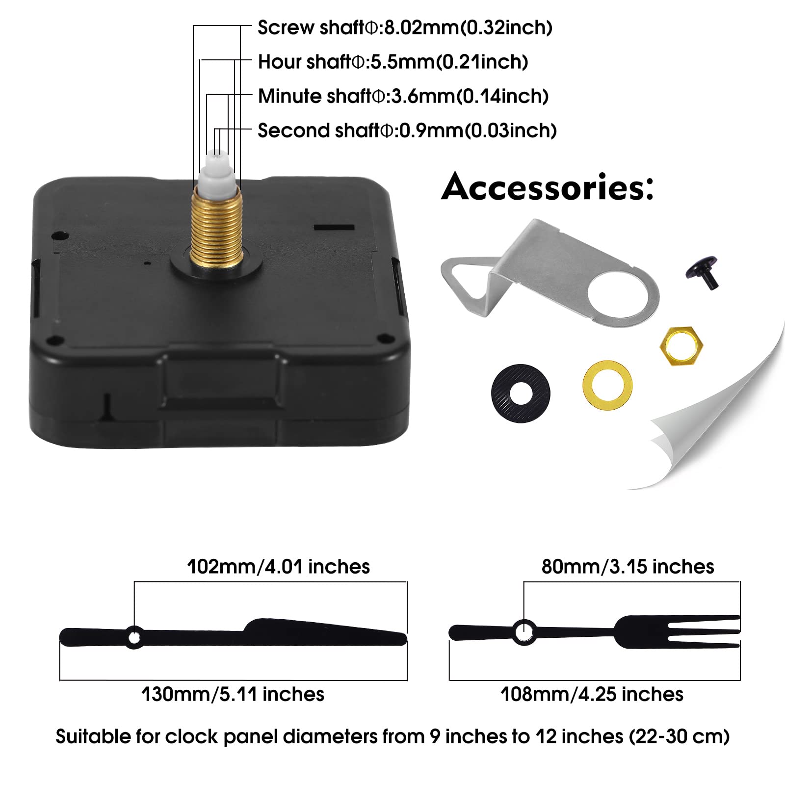DEEWISH Mécanisme Horloge Quartz Silencieux - Kit Réparation Horloges Murales Avec Aiguilles Dorées