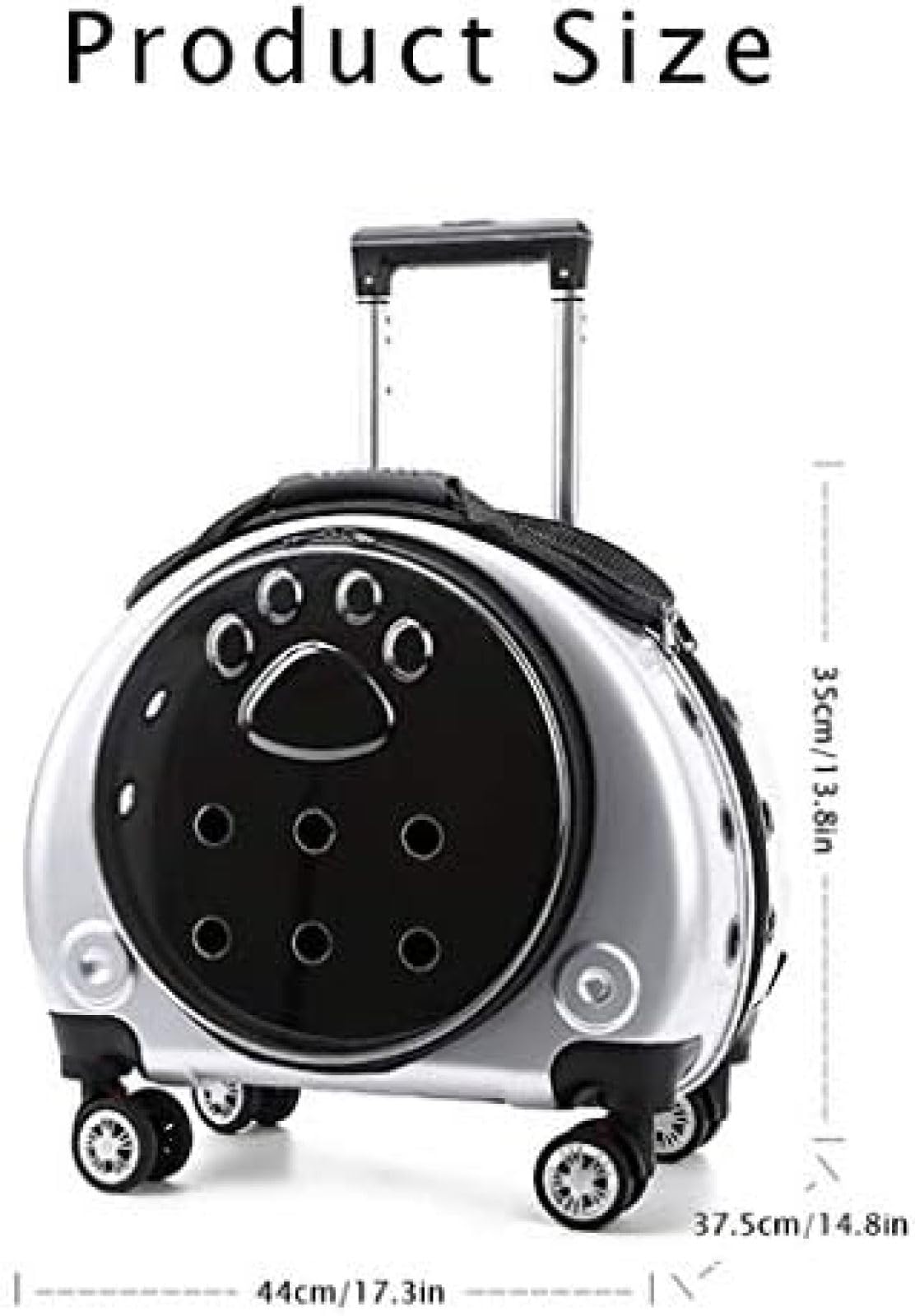 Bolsa De Transporte, Mochila con Ruedas para Mascotas, Perro con Ruedas Premium Alrededor del Transportador De Viaje para Gatos, Cochecito para Perros Pequeño con Ruedas Agrandadas Y Ventilación,P