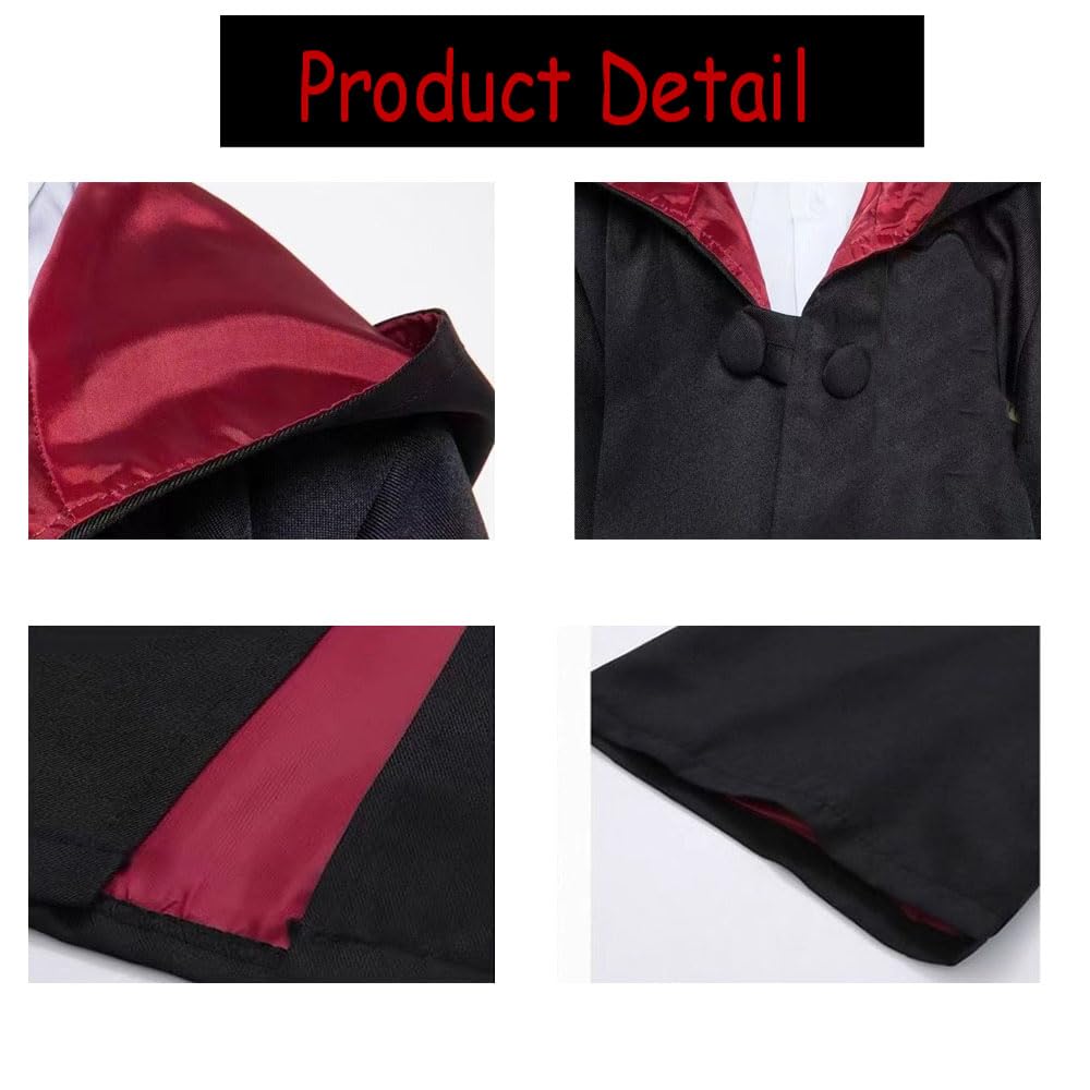 VNNOPG Wizard Costume Black Cape Magic Cloak Wizard Robe Magician Costume Cosplay with Magic Wand Glasses Tie Necklace Scarf,155 - Image 3