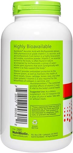Miniatura 2 de NutriBiotic - Ácido ascórbico con bioflavonoides en polvo, 16 onzas  Suplemento antioxidante y colágeno altamente soluble  2000 mg de vitamina C con