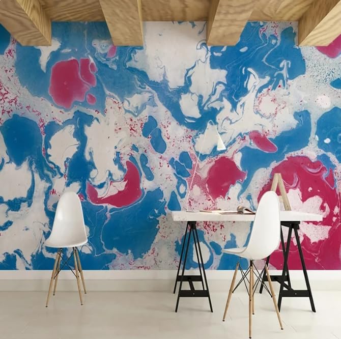 Revêtement mural panoramique marbre coloré 3D pour un décor de séjour prestigieux