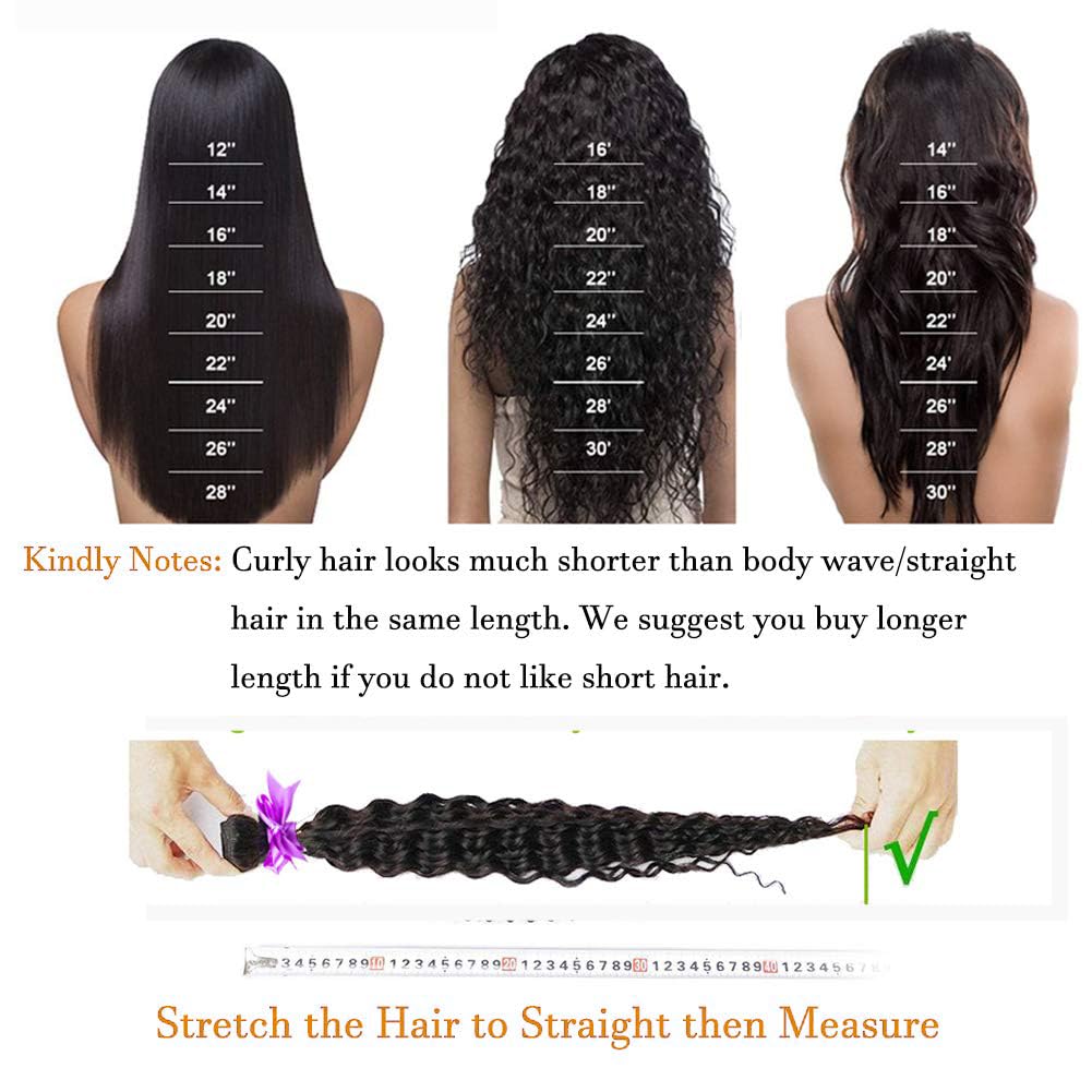 Amazon.com : Water Wave Human Hair Bundles Brazilian Remy  display picture 2