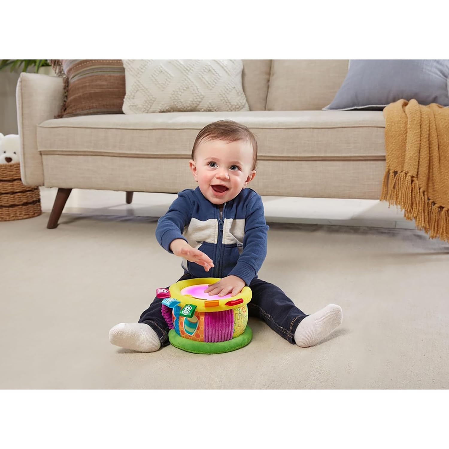 VTech Magique Tambour Lumineux, Jeu pour Enfants bilingue Italien et Anglais, 4 Modes de Jeu, Effets Lumineux, Volume réglable, arrêt Automatique, Piles incluses, 6 à 36 Mois