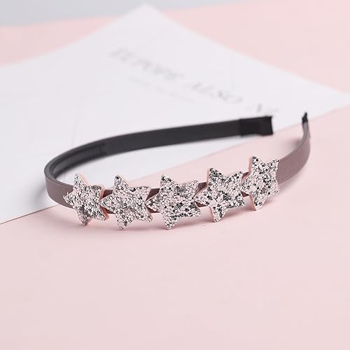 Miniatura 7 de Totelux Diadema de estrellas plateadas, lentejuelas con purpurina, accesorios para el cabello para mujeres y niñas, cumpleaños, bodas, fiestas,