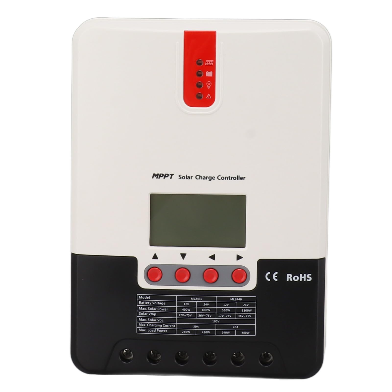 Controlador Solar MPPT 30A 12V 24V con Pantalla LCD y Disipación
