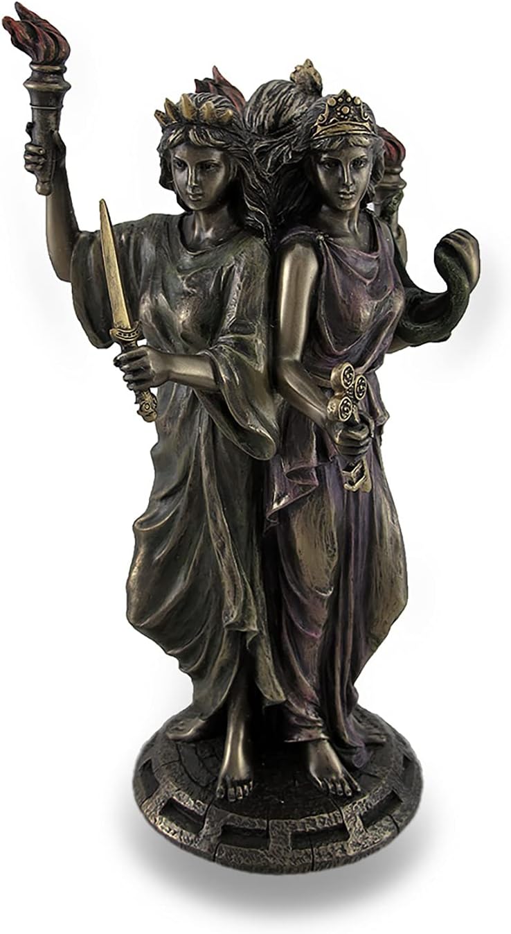 Veronese Designs 8 1/4" Tall Hecate Greek Triple Goddess of Magic Statue Cold Cast Resin Antique Bronze Finish Moon Goddess Sculpture