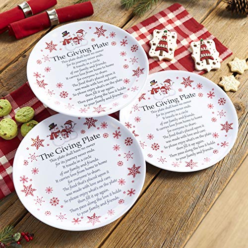 The Lakeside Collection Set of 3 Holiday Snowman Giving Plates
