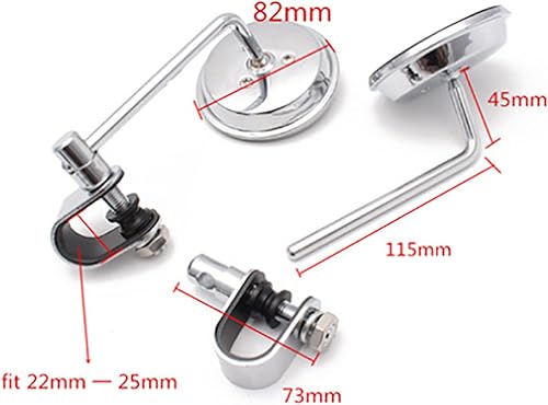 Miniatura 7 de 78" 1" Espejo retrovisor lateral de motocicleta universal retro redondo ajustable convexo manillar Clip-On espejo retrovisor (negro)