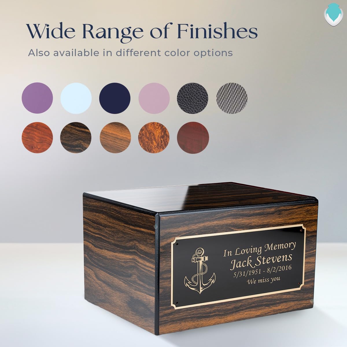 GetUrns Heritage Adult Espresso Cremation Urn Box for Human Ashes I Anchor Custom Engraved Wooden Urns for Male and Female I 213lbs