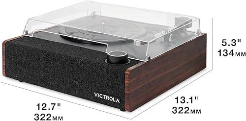 Miniatura 10 de Victrola Eastwood II - Tocadiscos con altavoces, Bluetooth 5.1 y tecnología de transmisión de vinilo, reproductor de vinilo de 3 velocidades estilo