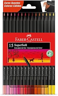 Ecolápis de cor, Faber-Castell, supersoft, 120715SOFTCQ, 15 cores tons quentes, Multicor